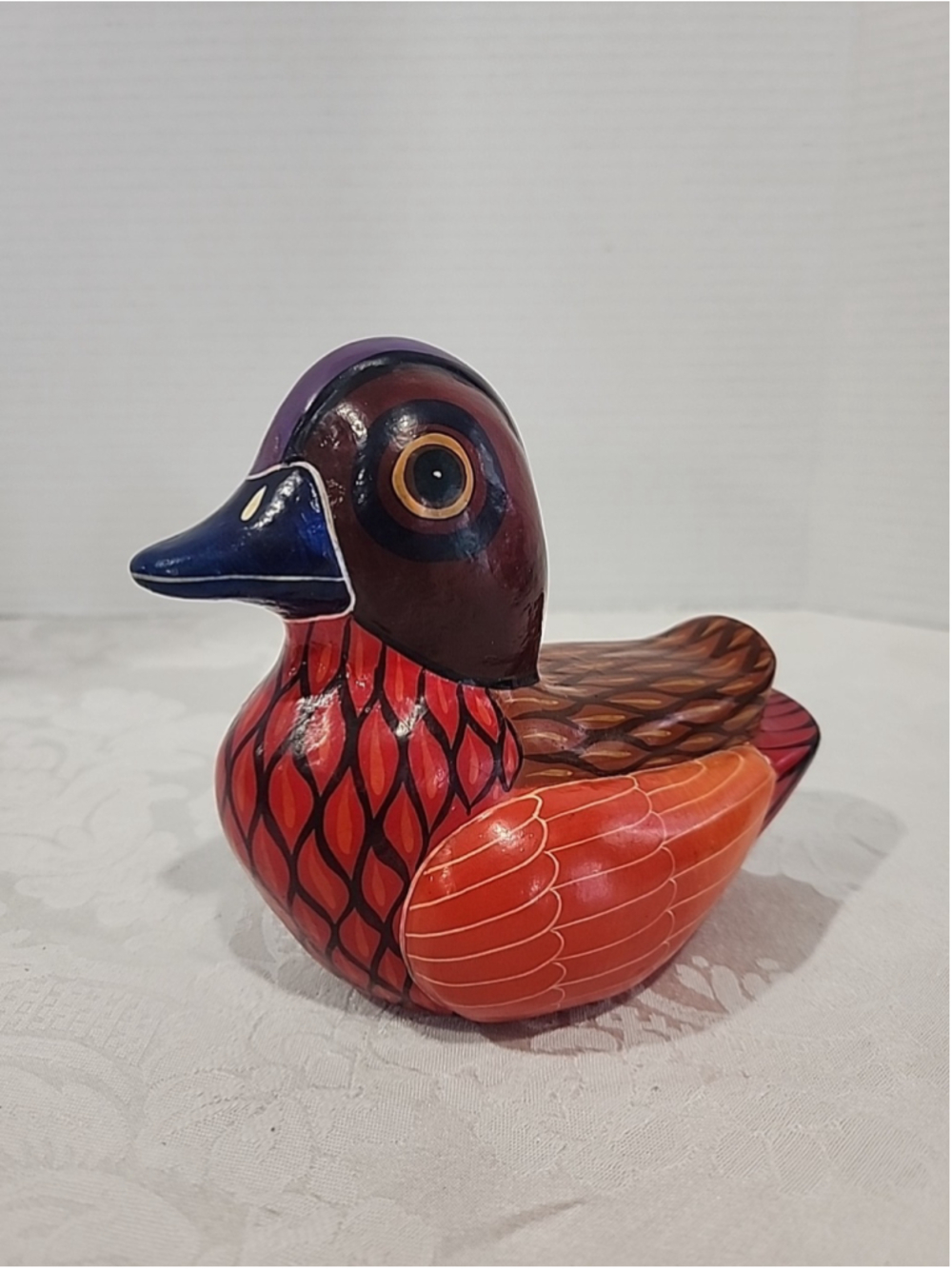 Mexican Folk Art Bird Pottery M Palacios Mexico Hand Painted Colorful 5" Tall